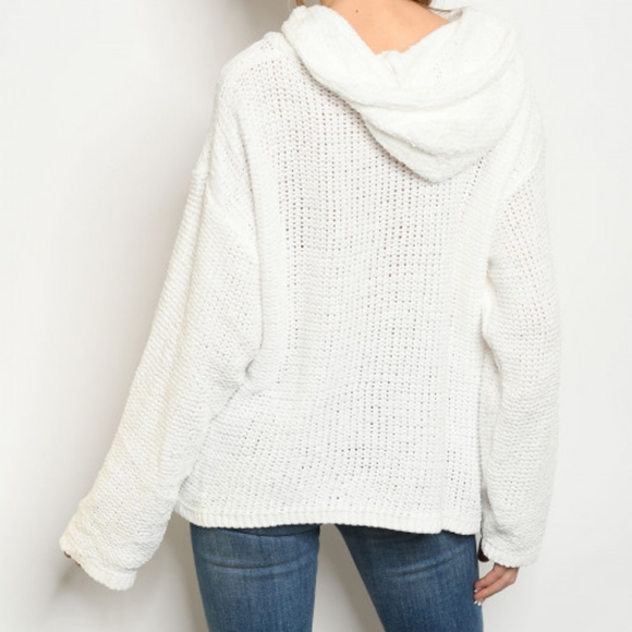 White Hooded Cozy Knit Sweater - Picture 2 of 2